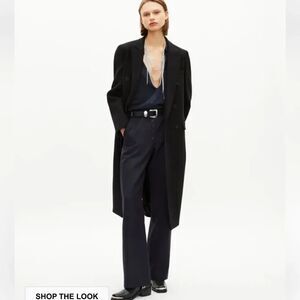 $780 The Kooples LONG BLACK WOOL DOUBLE BREASTED COAT